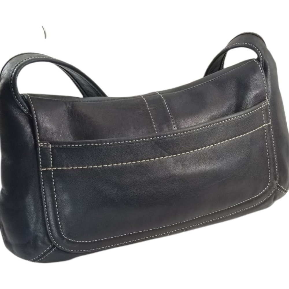 Coach Turnlock Legacy Brushe Black Leather Shoulder Bag - Picture 3 of 7